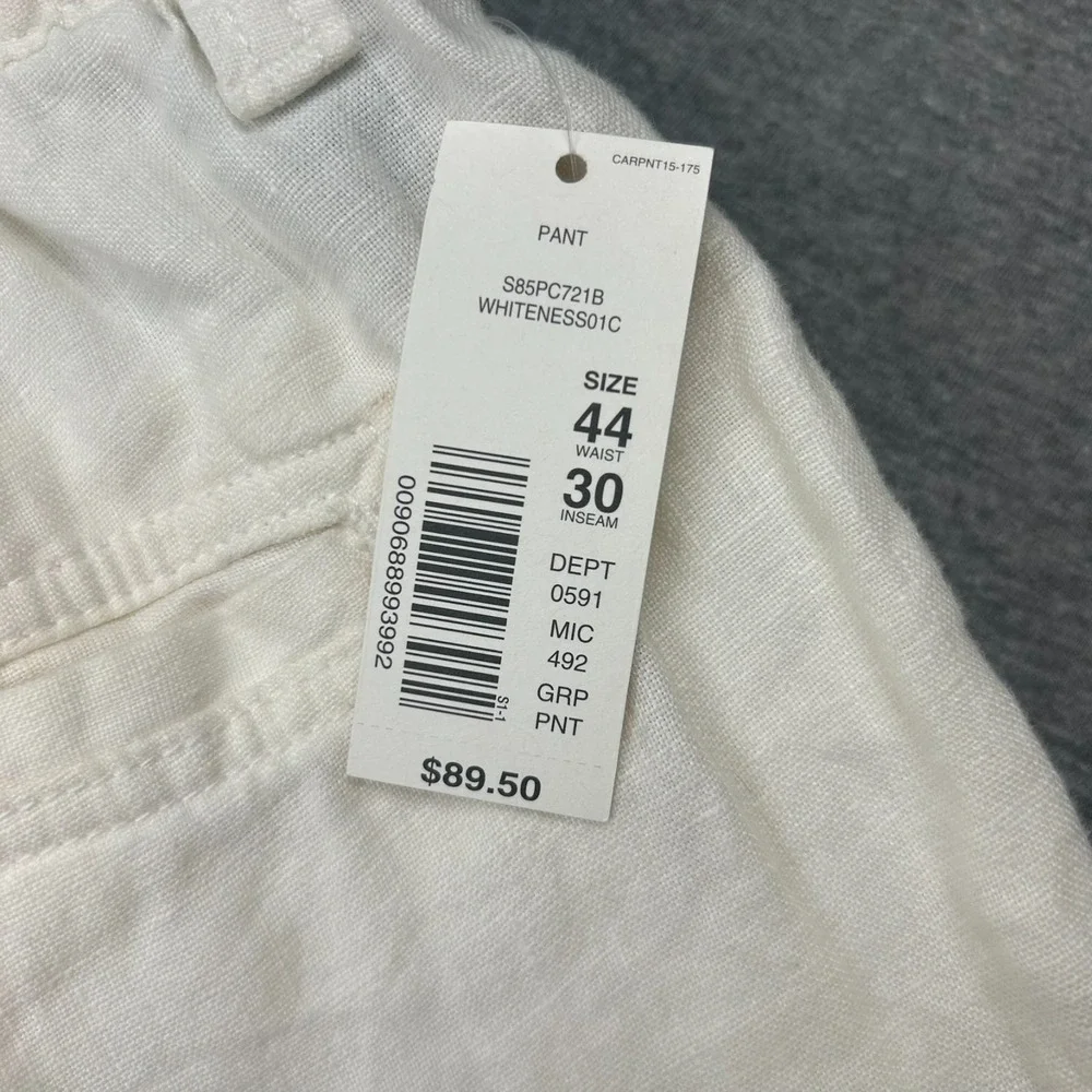 Caribbean Roundtree & Yorke Linen Cargo Pants Mens 44x30 Big Man White Beach NEW